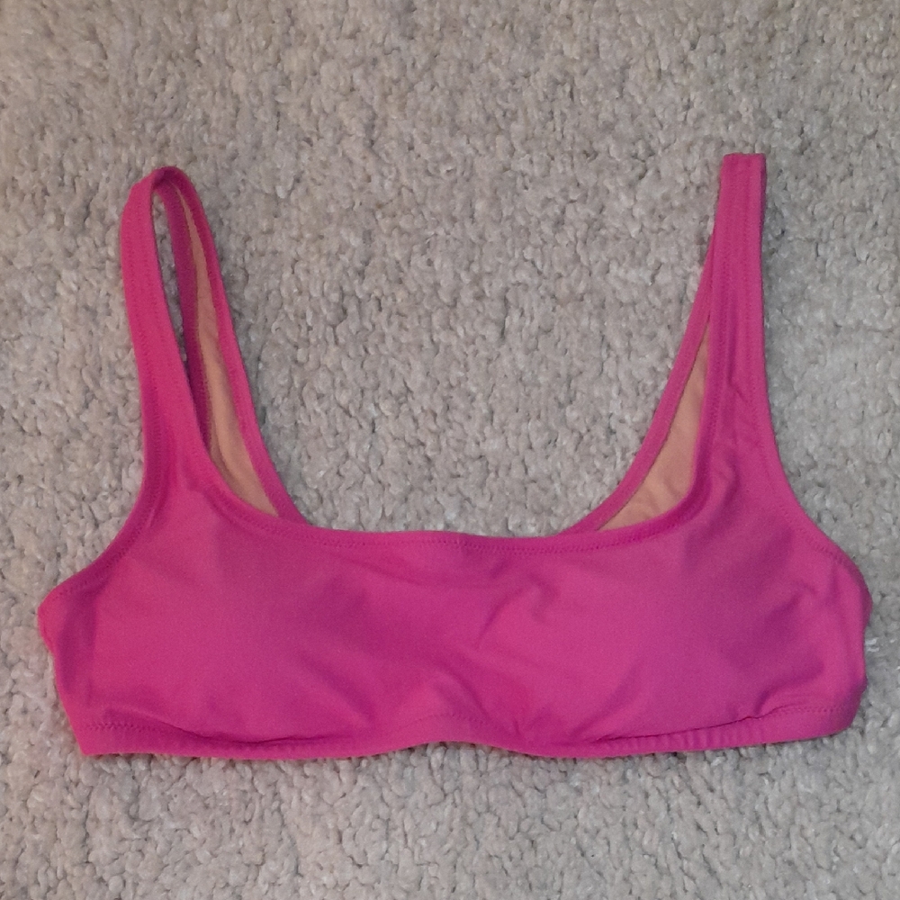 J CREW PINK SQUARE neck Tank Strap Bikini Top Size M